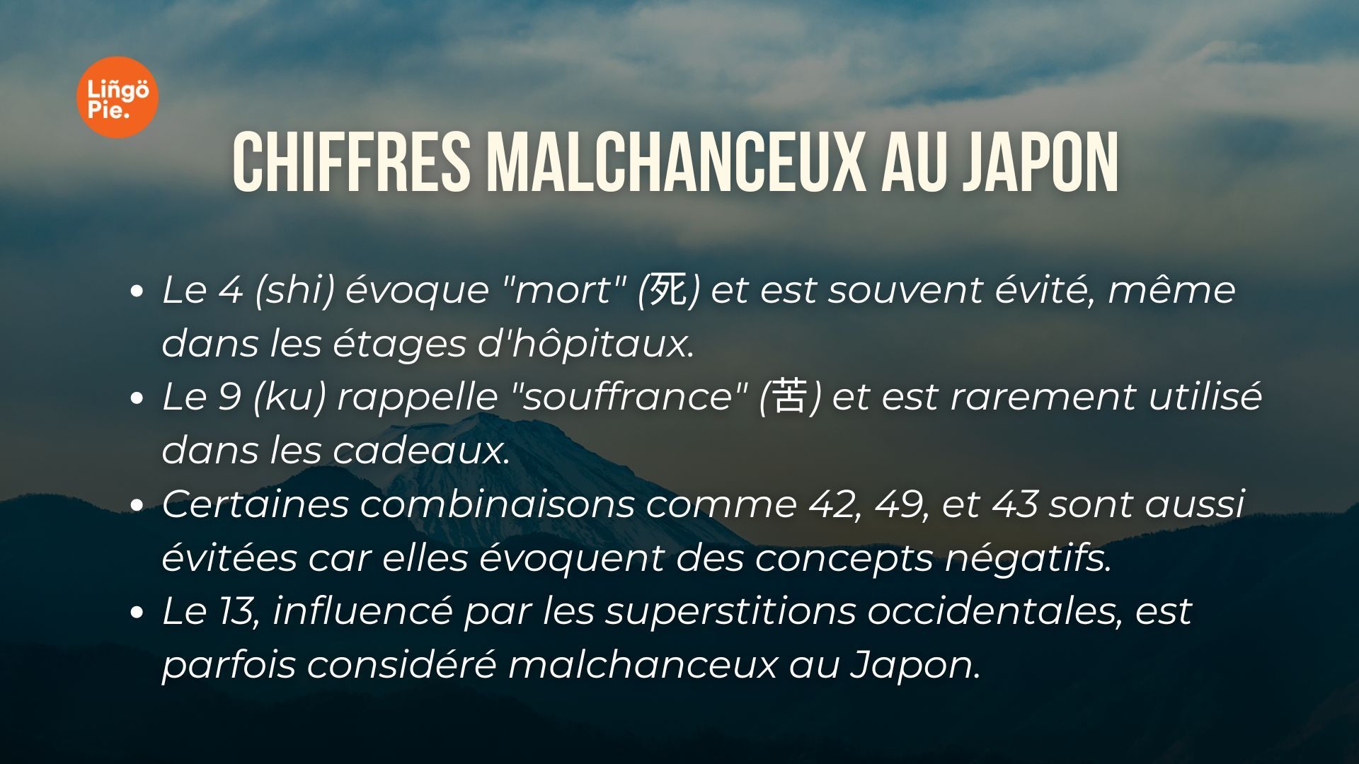 Chiffres malchanceux au Japon