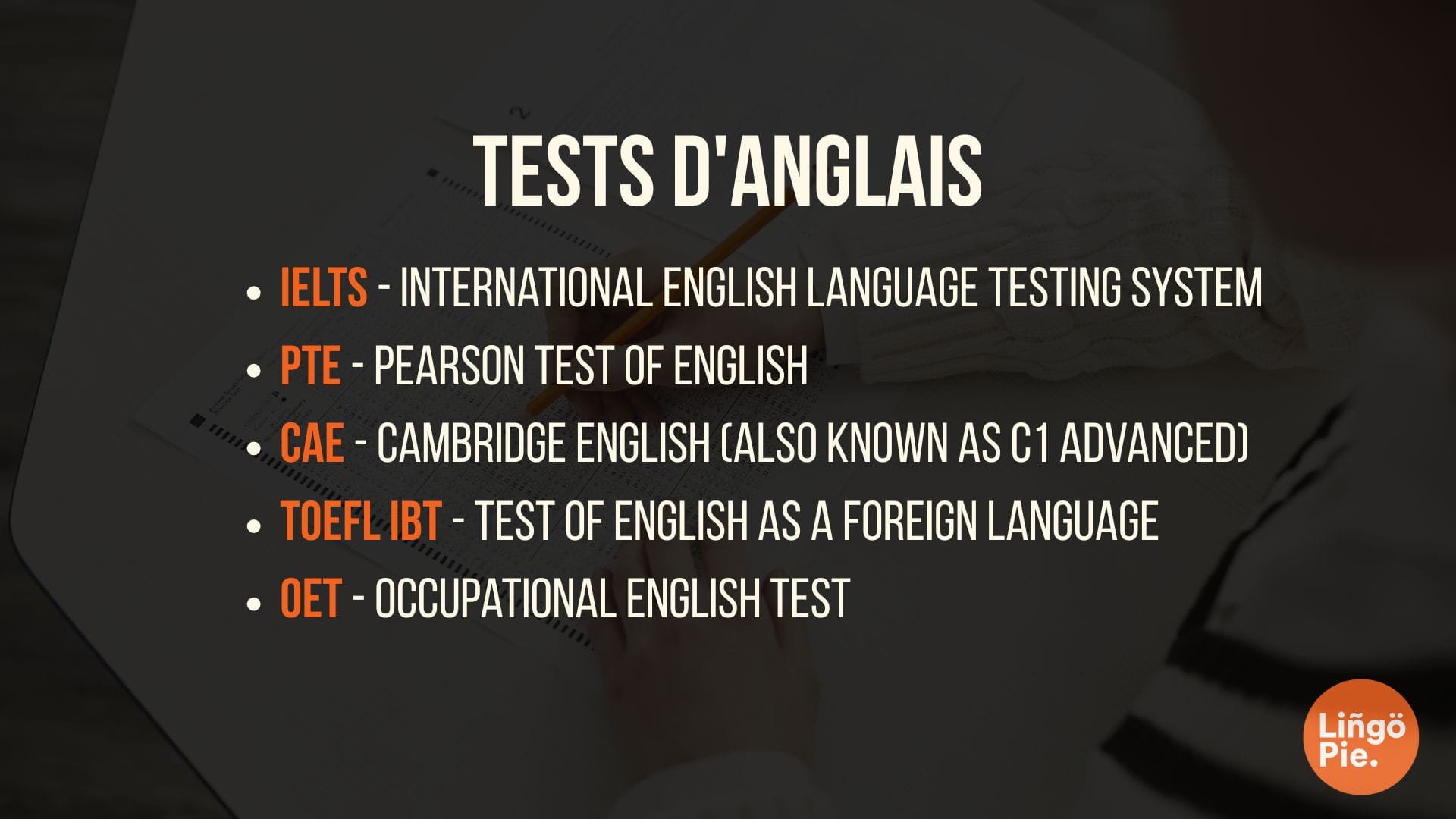 tests d'anglais